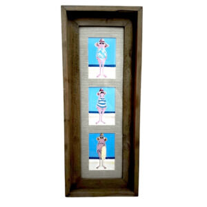 Coastal Framed Signed Wall Art Beach House Lake Decor Kitschy Whimsical Pool